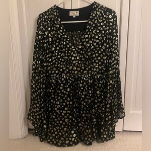 Black and gold mini dress
